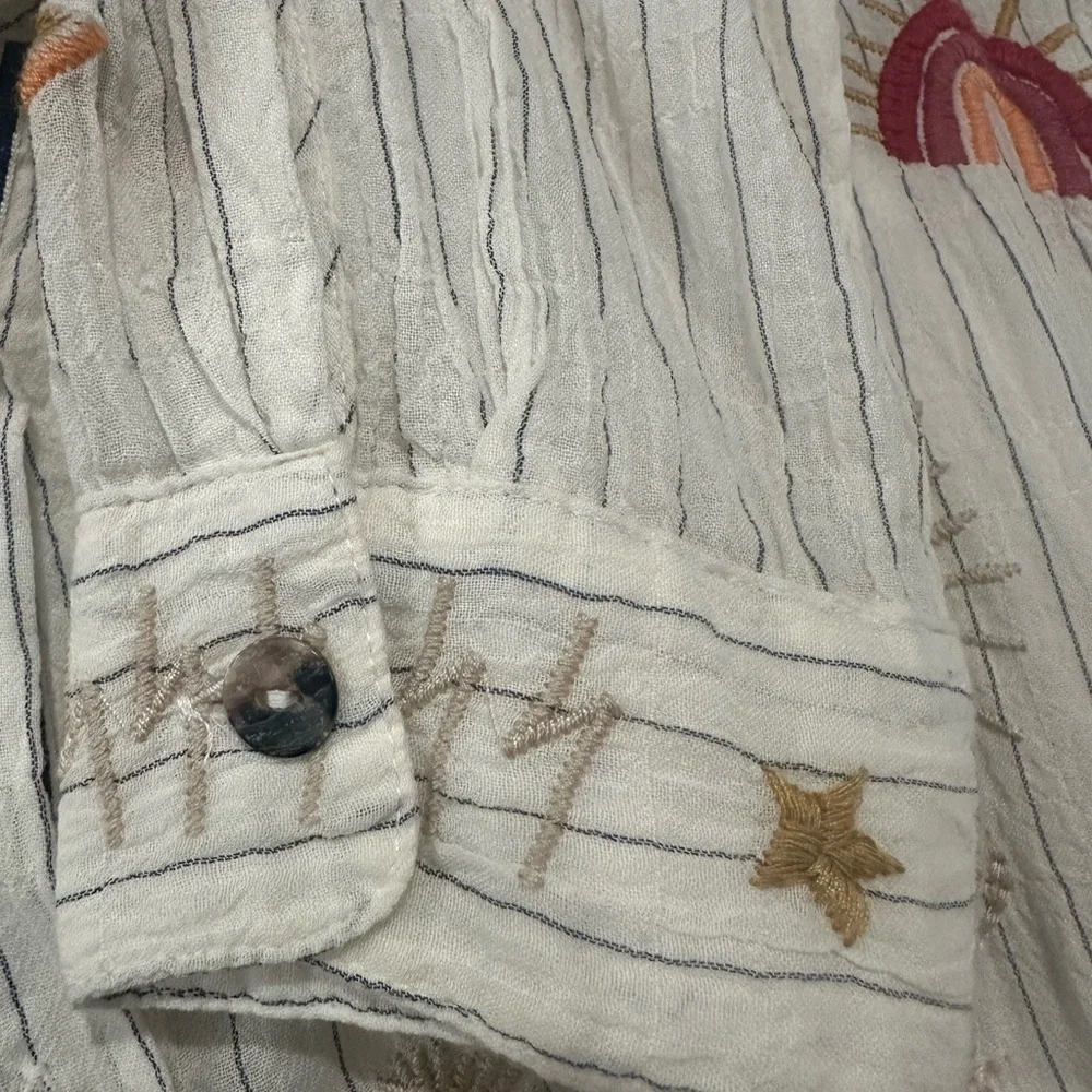 Johnny Was Multicolor Embroidered Button Down Shirt - Picture 7 of 7